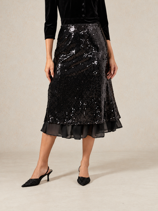 Sequins Mid A Line Skirt
