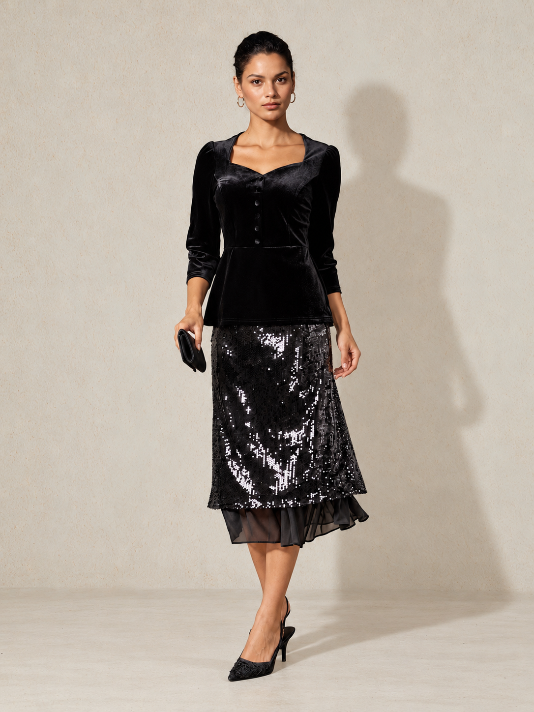 Sequins Mid A Line Skirt