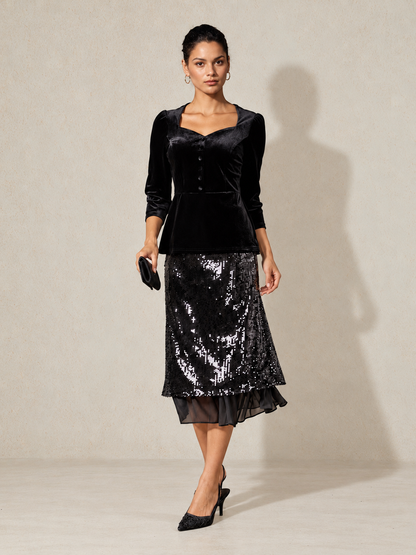 Sequins Mid A Line Skirt