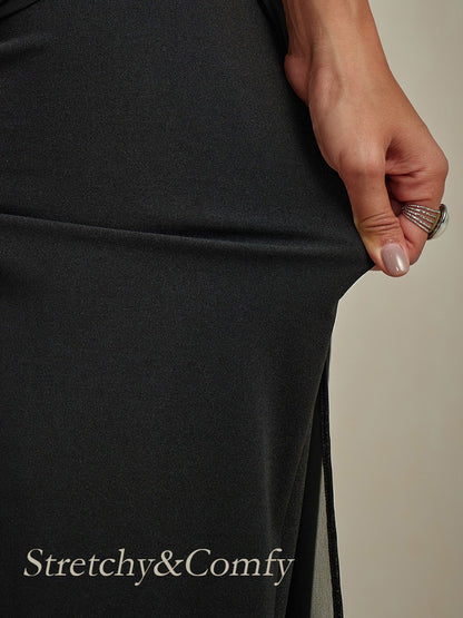 Chiffon Asymmetrical Layered Blouse And Pant Suits