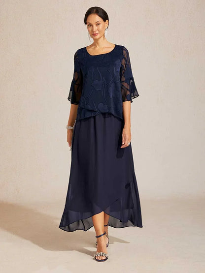 High-Low Overlay Chiffon Skirt with Lining