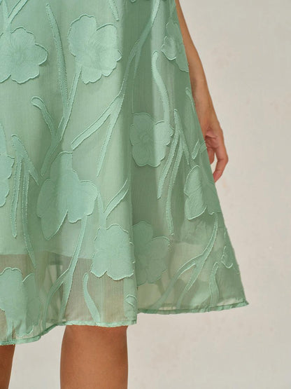 Floral Sheer Chiffon Knee-Length A Line Dress