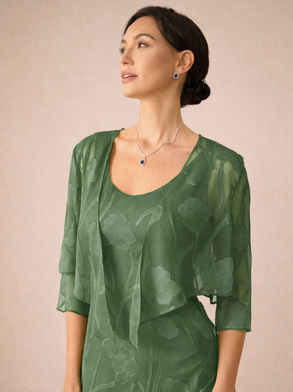 Floral Sheer Chiffon 3/4 Sleeve Shrug