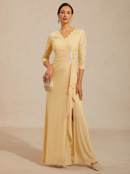 Lace A-Line Empire Waist Dress with Beaded Detail