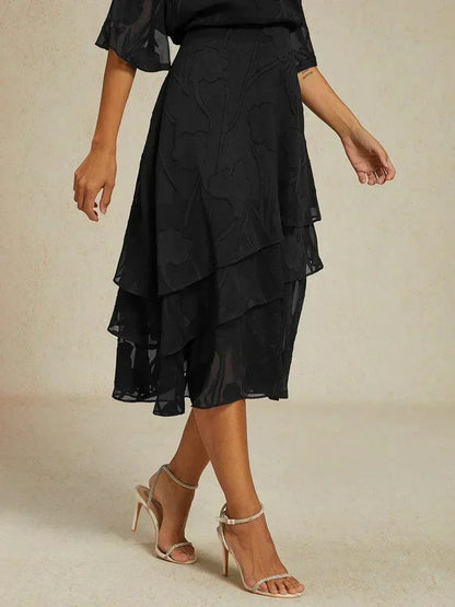 Floral Chiffon Midi Skirt