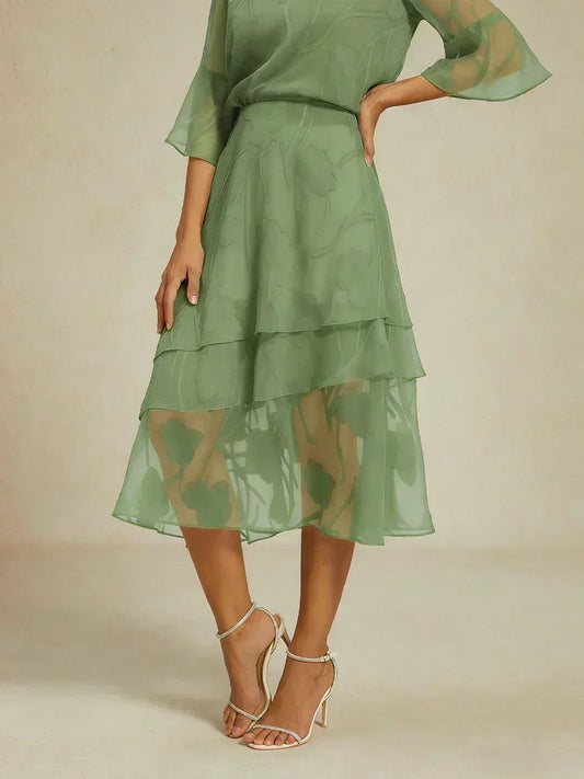 Floral Chiffon Midi Skirt