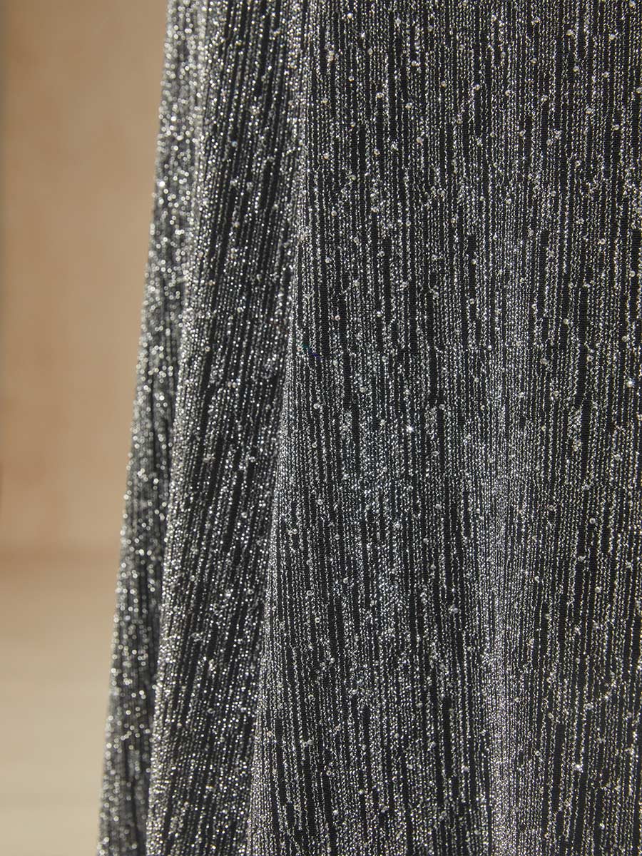 Silver Knit Mermaid Dress with Empire Waist