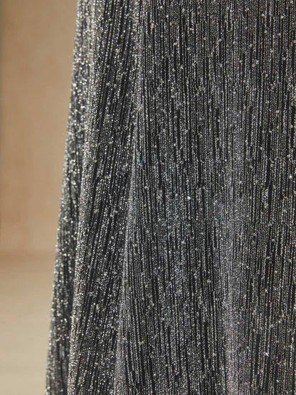 Silver Knit Mermaid Dress with Empire Waist