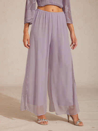 Hose mit geradem Bein und Chiffon-Überzug mit Schlitz am Bein