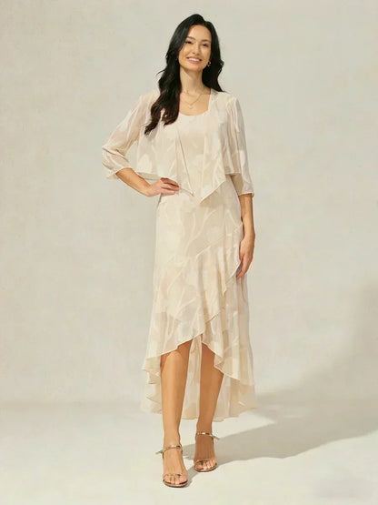 Floral Sheer Chiffon 3/4 Sleeve Shrug