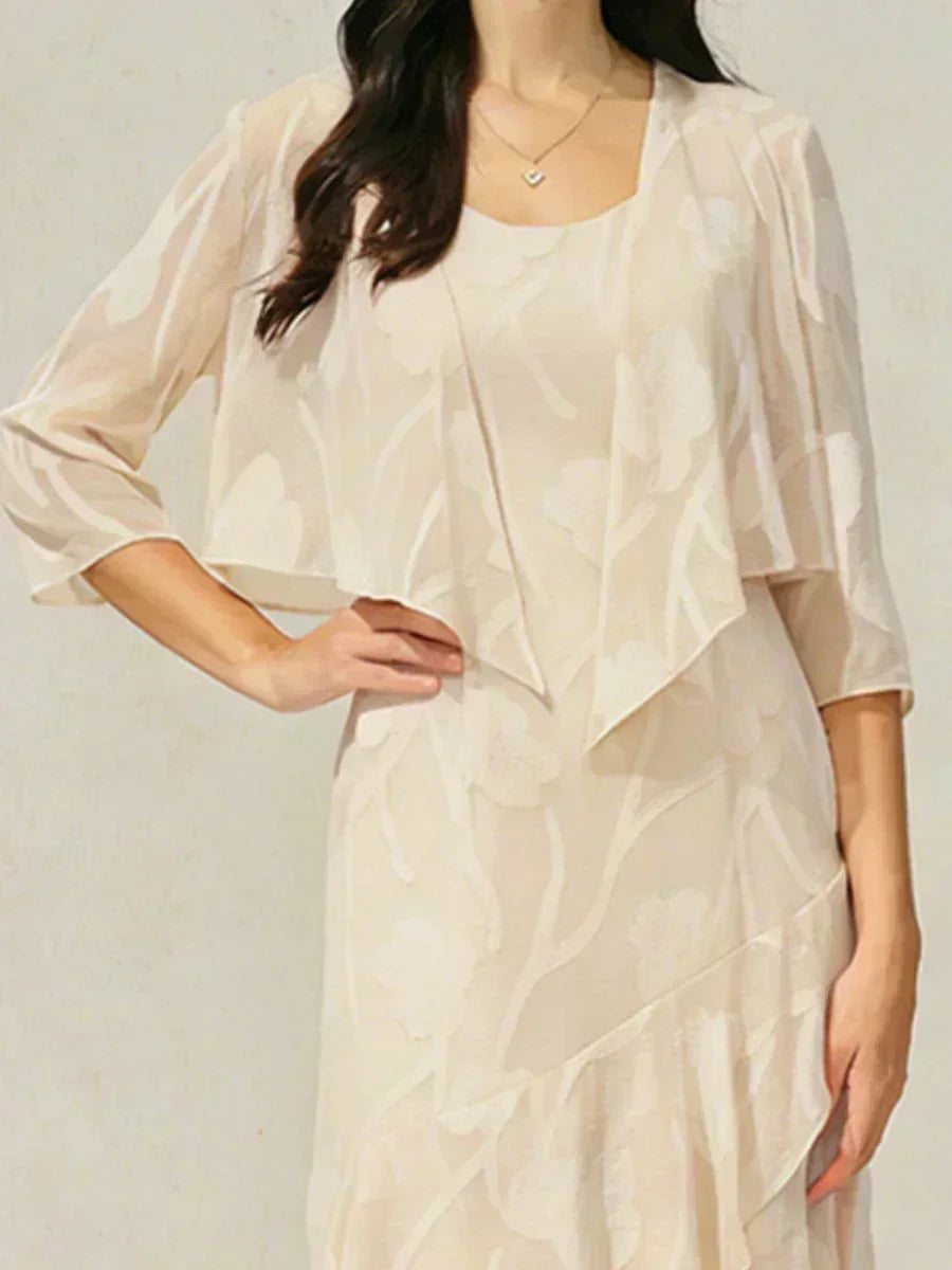 Floral Sheer Chiffon 3/4 Sleeve Shrug