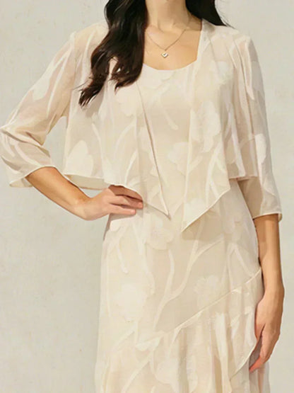 Floral Sheer Chiffon 3/4 Sleeve Shrug