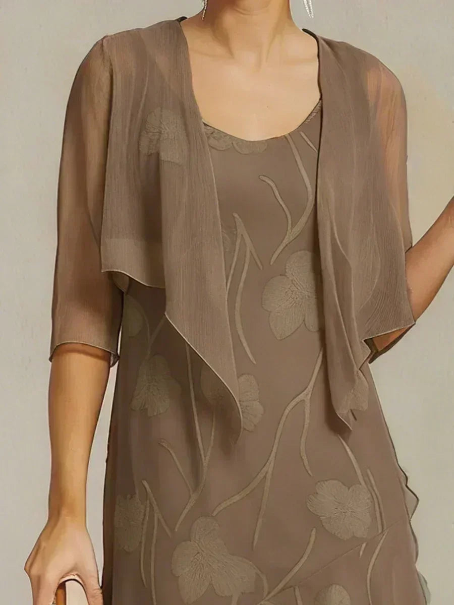 Floral Sheer Chiffon 3/4 Sleeve Shrug