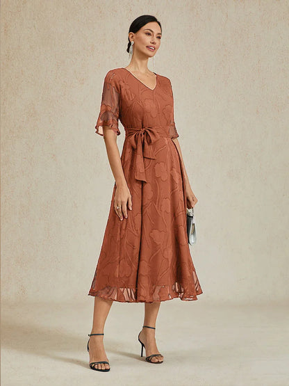 Ruffle Flutter Lace Maxi Dress