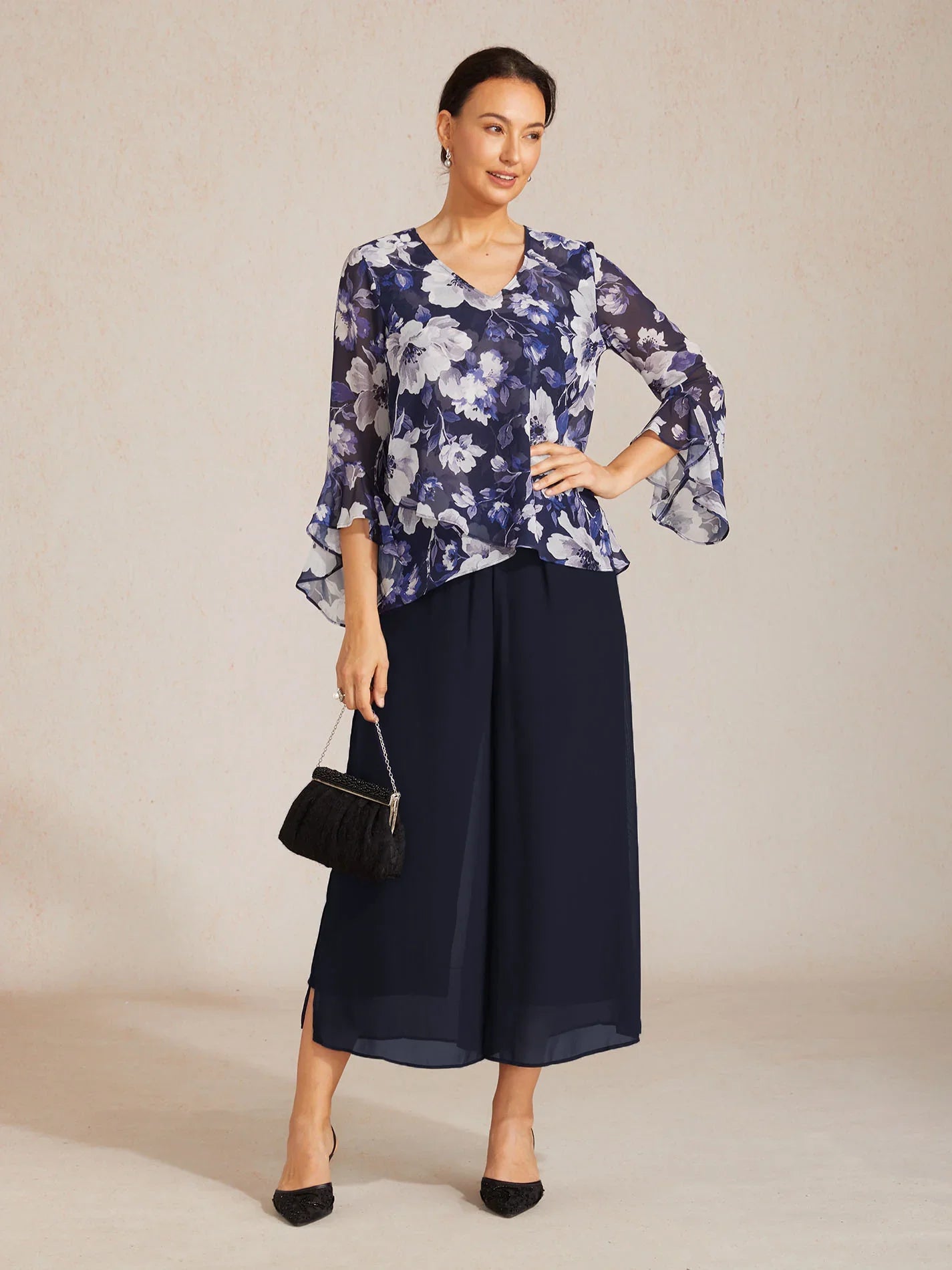 Elegant Boho Chiffon Ruffle Sleeve Blouse