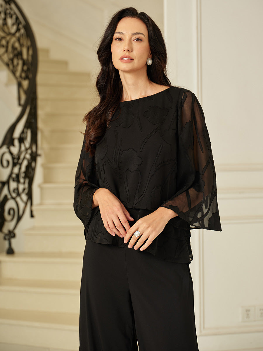 Chiffon Bloemenlaagjes Blouse