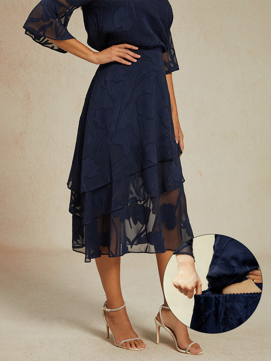 Jupe midi en mousseline fleurie