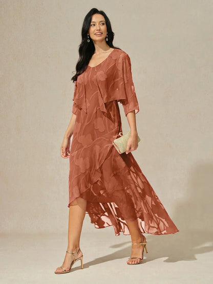 Floral Chiffon Dress With Jacket