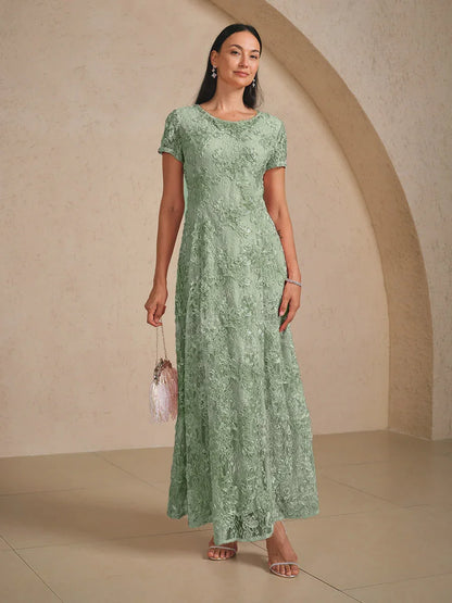 A-Linien-Kleid aus Rosettenspitze mit Paillettenverzierung