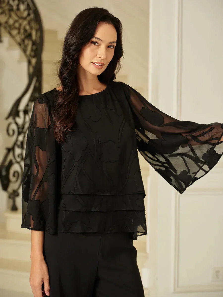 Chiffon Bloemenlaagjes Blouse