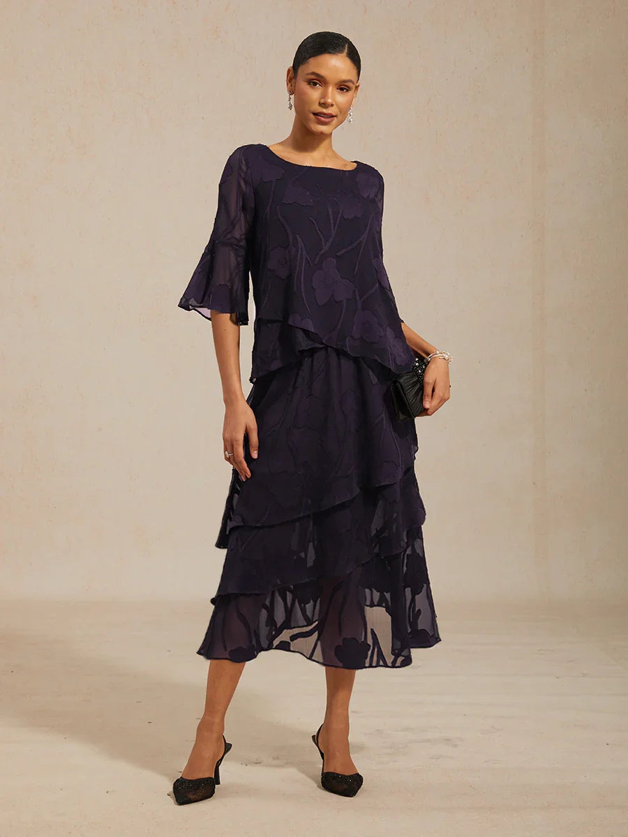 Floral Chiffon Midi Skirt