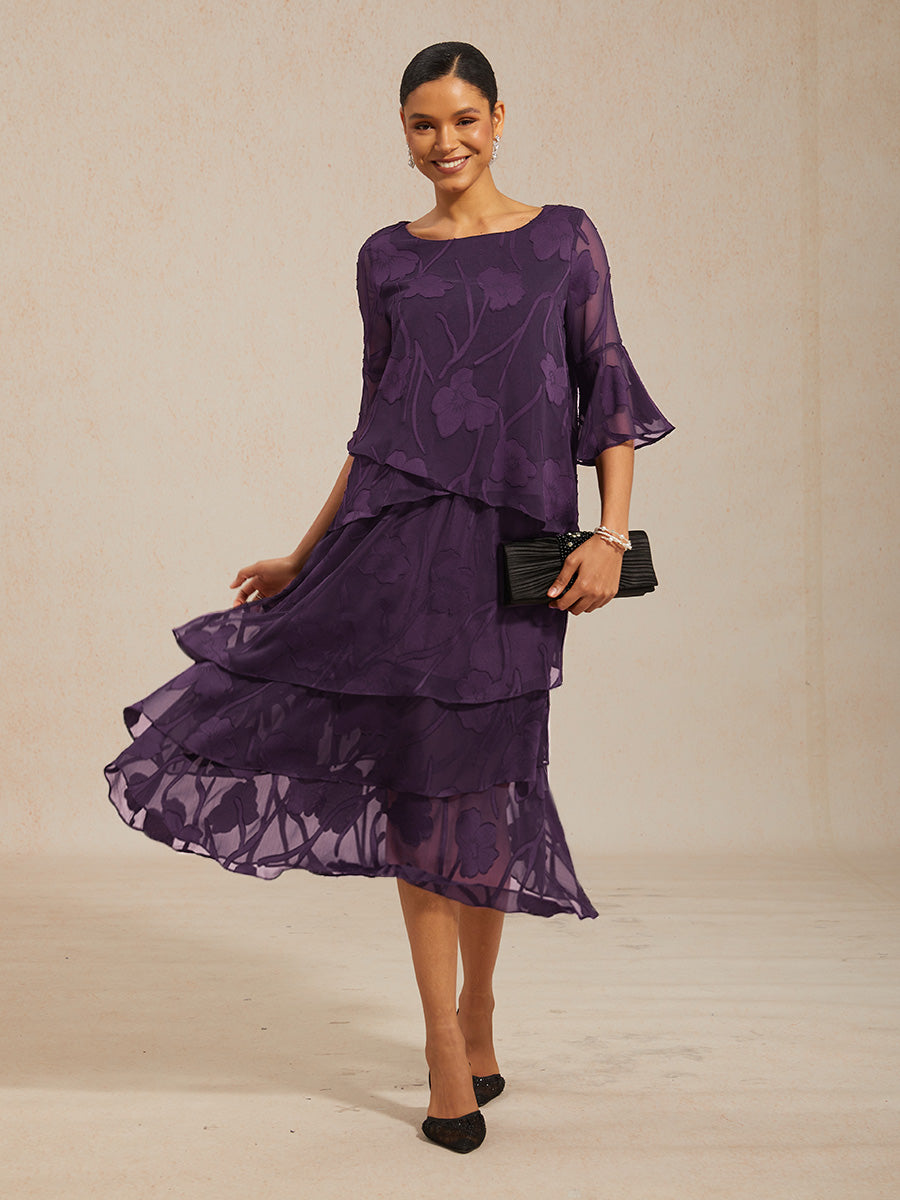 Floral Chiffon Midi Skirt