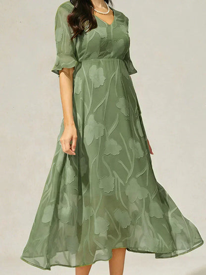Ruffle Flutter Lace Maxi Dress