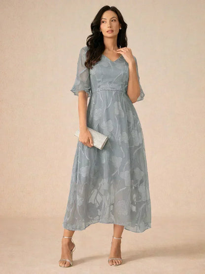 Ruffle Flutter Lace Maxi Dress