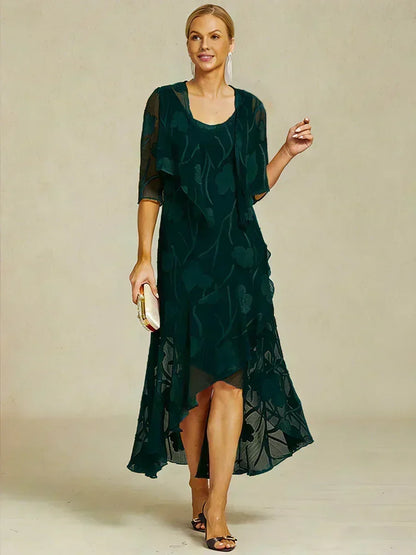 Floral Sheer Chiffon 3/4 Sleeve Shrug