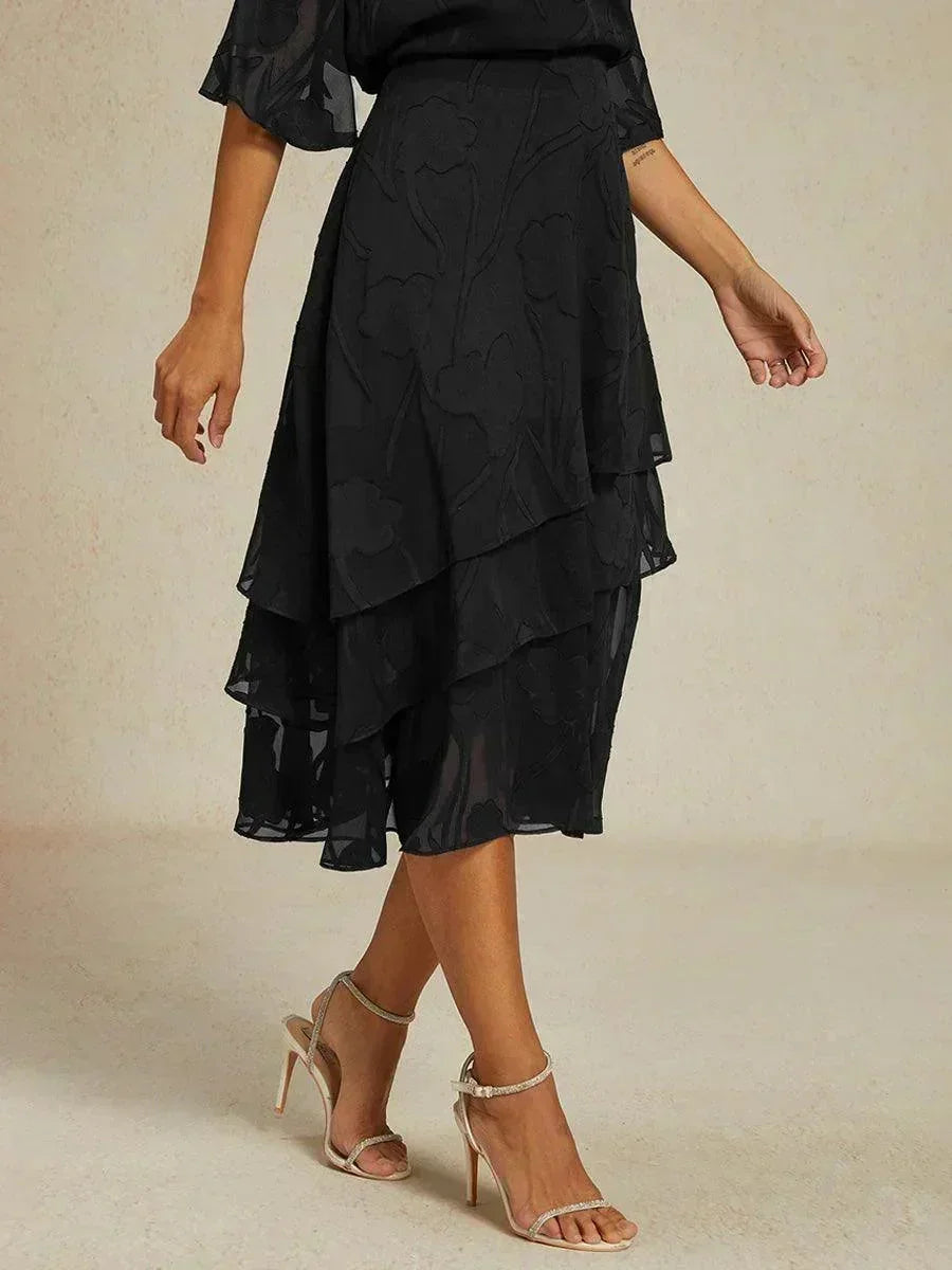 Chiffon-Midirock mit Blumenmuster