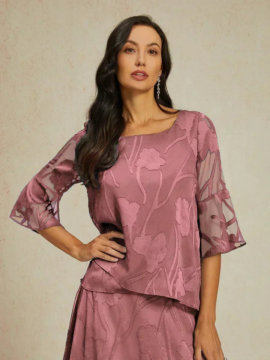 Dressy Chiffon Asymmetric Hem Blouse
