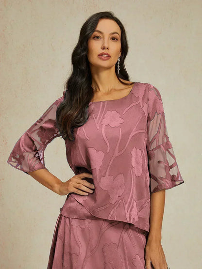 Dressy Chiffon Asymmetric Hem Blouse