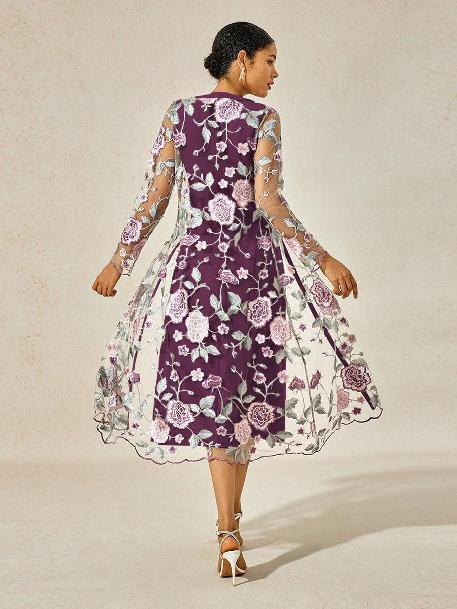 A-line Dress With Embroidered Lace Jacket
