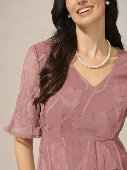 Ruffle Flutter Lace Maxi Dress