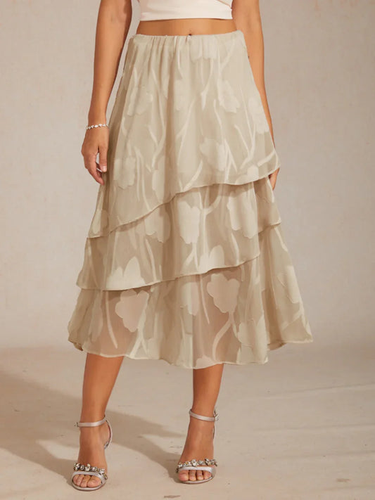 Floral Chiffon Midi Skirt