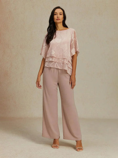 Mid-Rise Elastic Waist Wide-Leg Pants with Pockets
