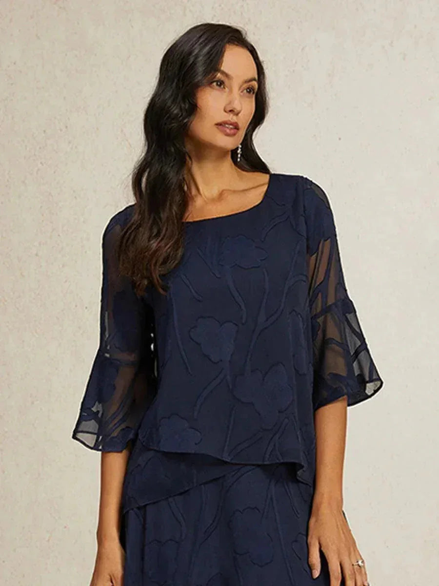 Elegante chiffon blouse met asymmetrische zoom