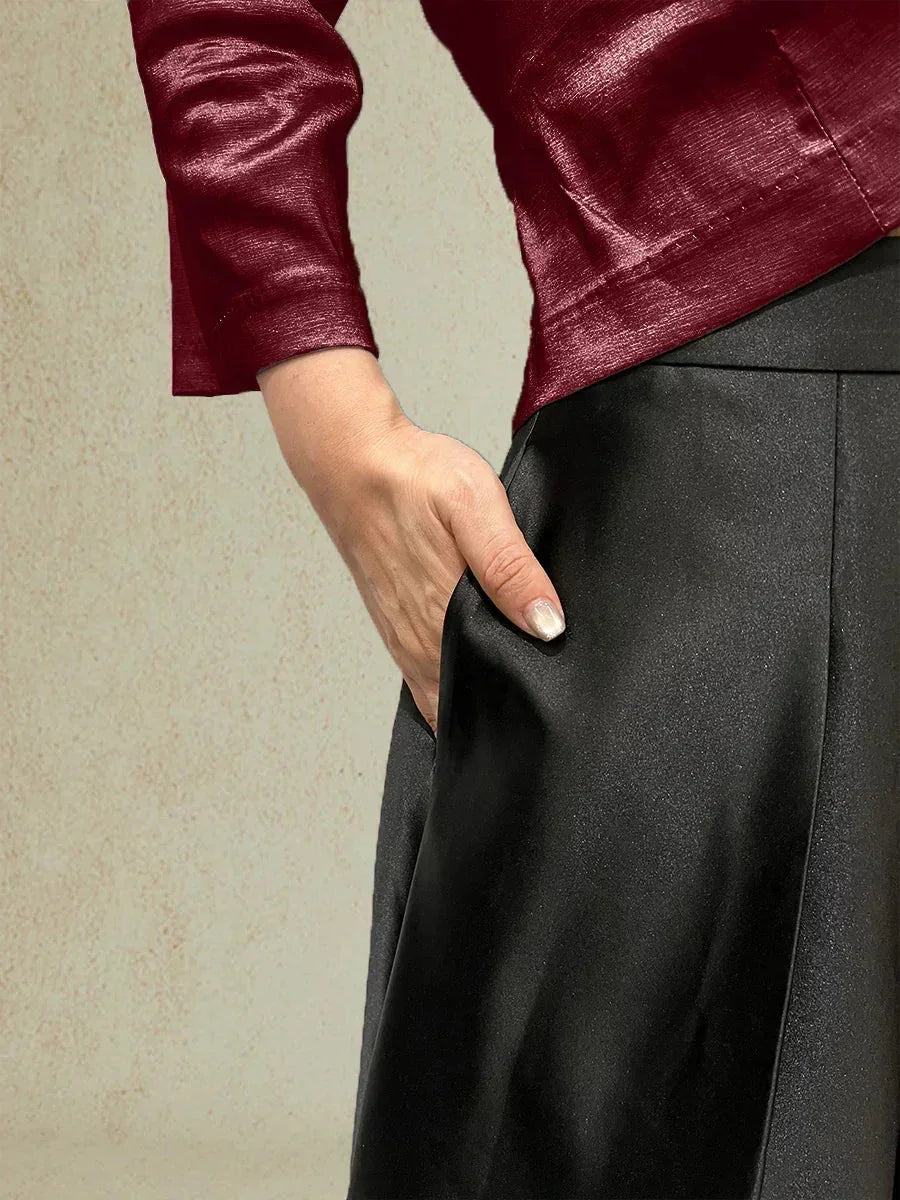 Formelles Ballkleid aus Satin in A-Linie mit Taschen