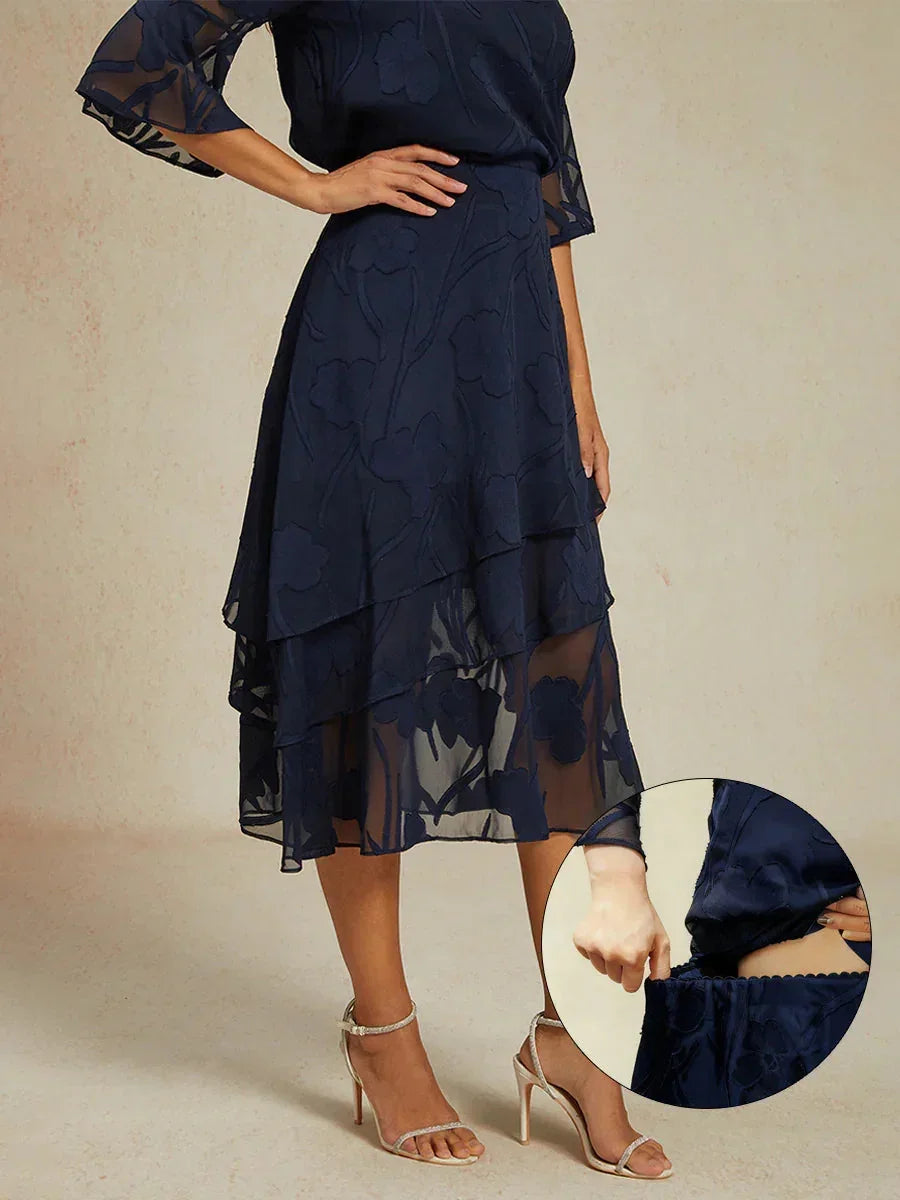 Chiffon-Midirock mit Blumenmuster