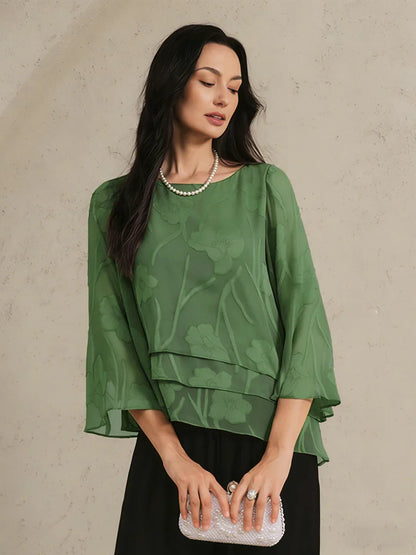 Gelaagde Chiffonblouse met Bloemenprint