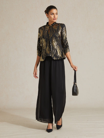 Mandarin Collar Sequin Twinset