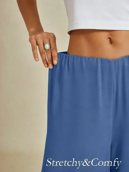 Straight Leg Pant With Chiffon Split Leg Overlay