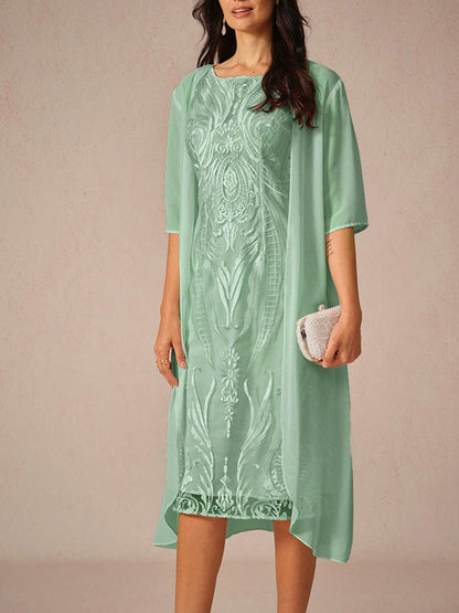 Leichtes Chiffon-Hochzeits-Coverup mit halben Ärmeln