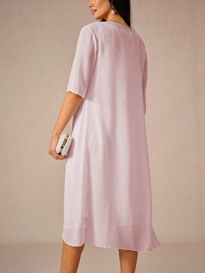 Leichtes Chiffon-Hochzeits-Coverup mit halben Ärmeln