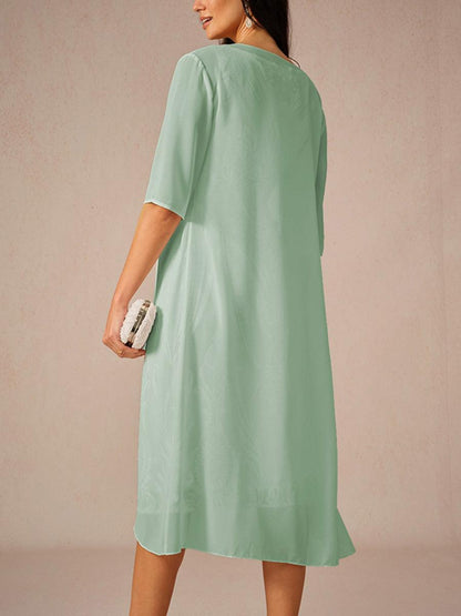 Leichtes Chiffon-Hochzeits-Coverup mit halben Ärmeln