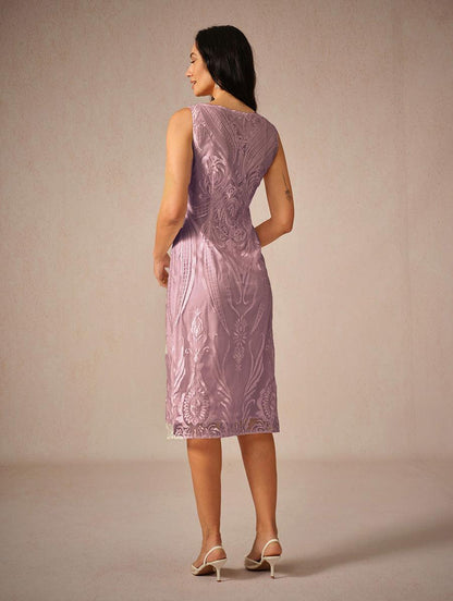 Robe sans manches à col bateau en dentelle brodée