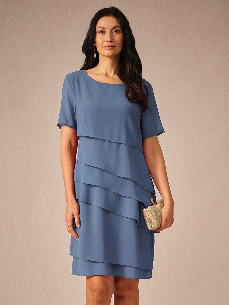 Asymmetrisches Chiffon-Minikleid mit Lagenmuster