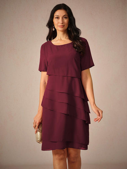 Asymmetrisches Chiffon-Minikleid mit Lagenmuster