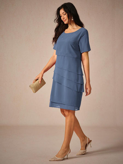 Asymmetrisches Chiffon-Minikleid mit Lagenmuster