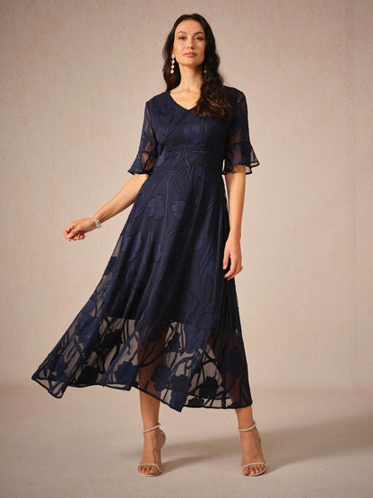 Floral Midi Semi Formal Dress
